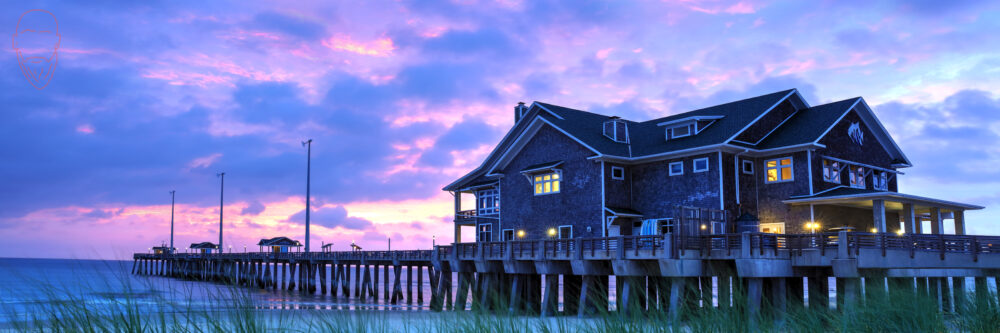 Panorama Sunrise Pastel Colours At Jennette's Pier, Outer Banks, North Carolina