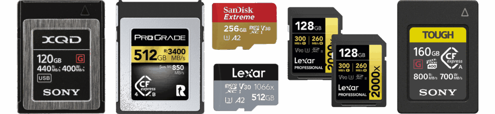 assorted memory cards