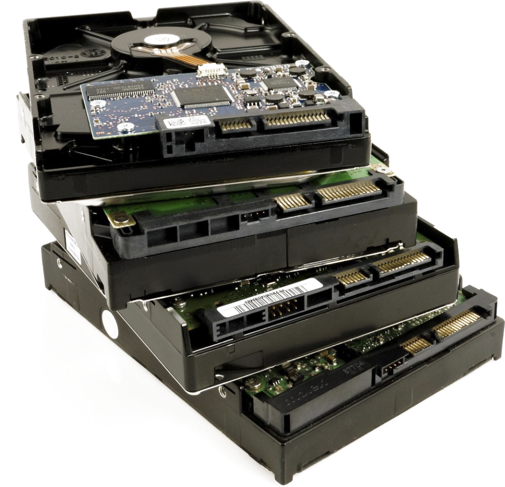a stack of hard drives