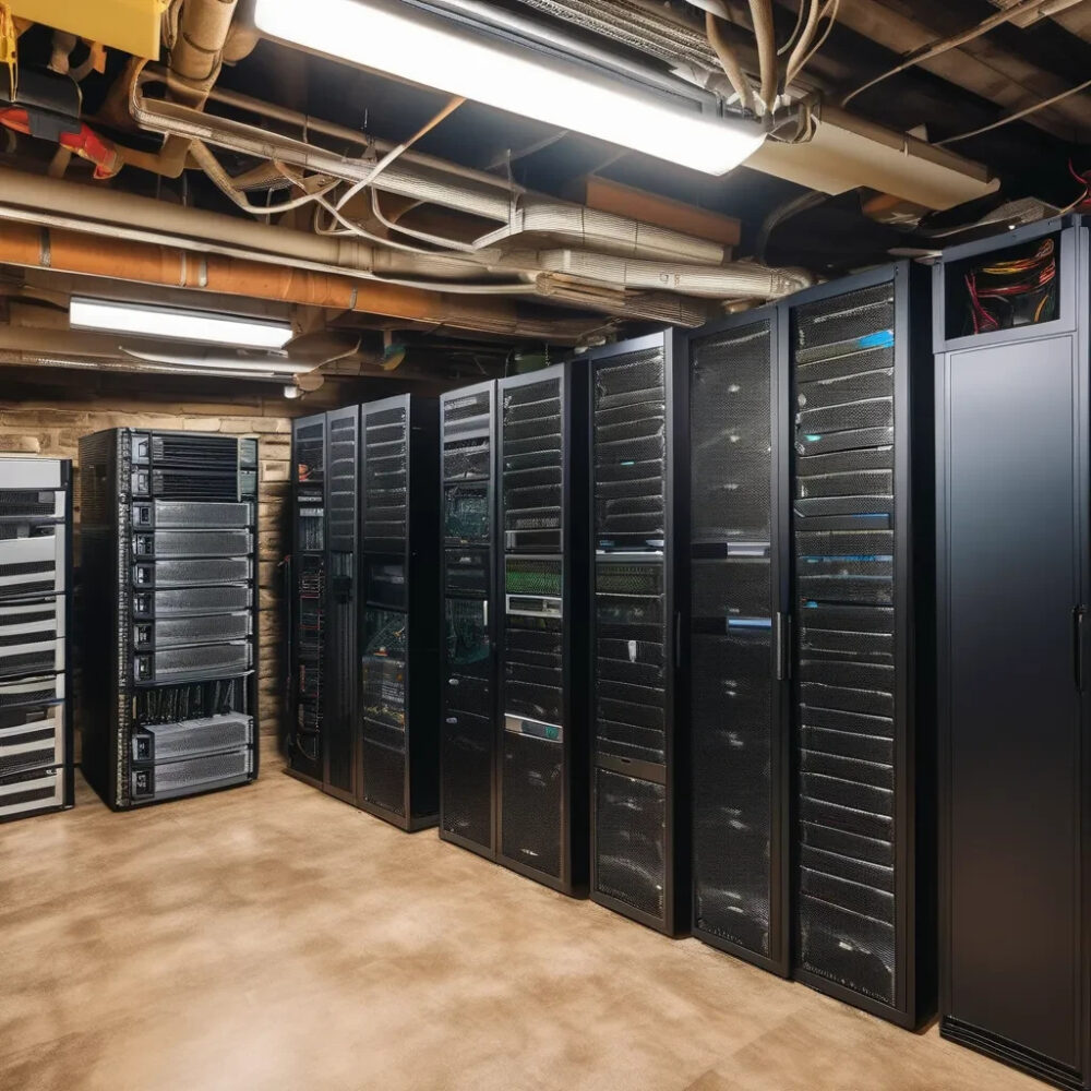 Basement full of server racks