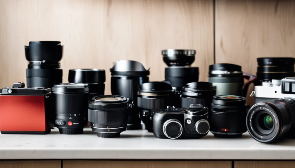 selection of camera lenses