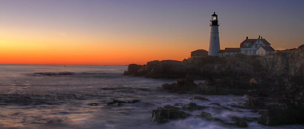Sunrise With No Clouds, Portland Head Light House, Maine