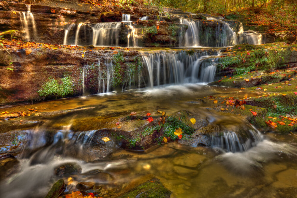 Autumn WaterFall Colours, Rhododendron Creek, Smoky Mountains National Park, Tennessee