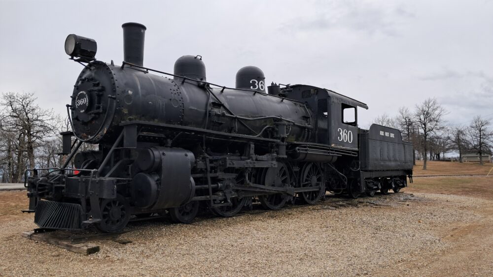 An old steam locomotive at Queen Wilhelmina State Park, Talimena Scenic Byway, Arkansas