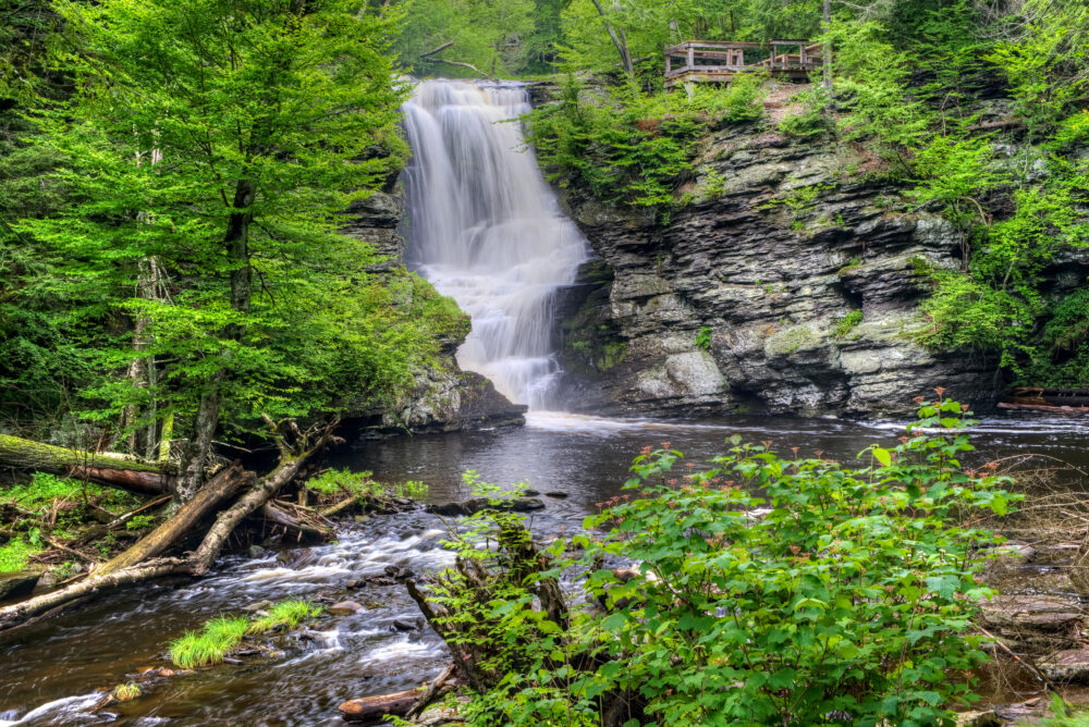 The Observation Deck at Fulmer Falls On Dingmans Creek At George W Childs Park, Delaware Water Gap National Recreation Area, Pennsylvania