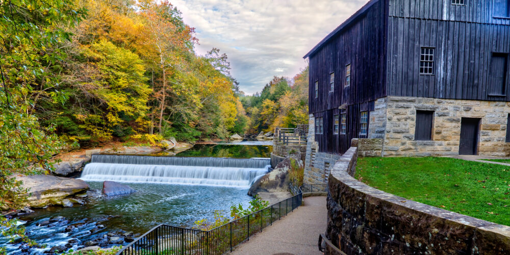 Old McConnells Mill Surrounded By Autumn Colours, McConnells Mill State Park, PA