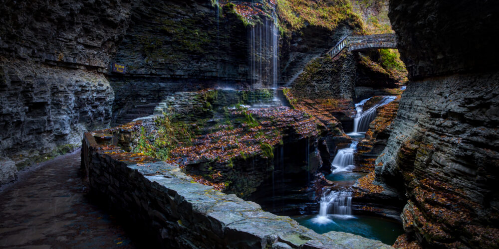 The Stone Path Leading To Rainbow Falls at The Gorge Trail, Watkins Glen State Park, New York